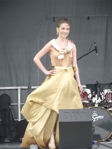 The winning garment designed and modeled by Mercedes Brunelli