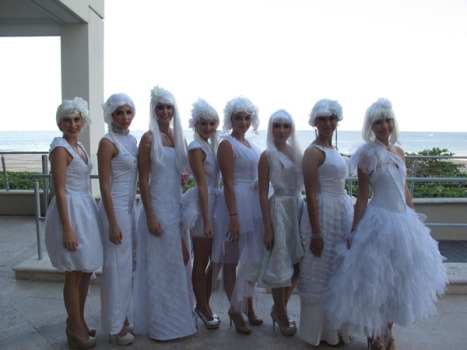 The models pose before getting onto the pedestals at the Harbor Beach Marriot Fort Lauderdale 